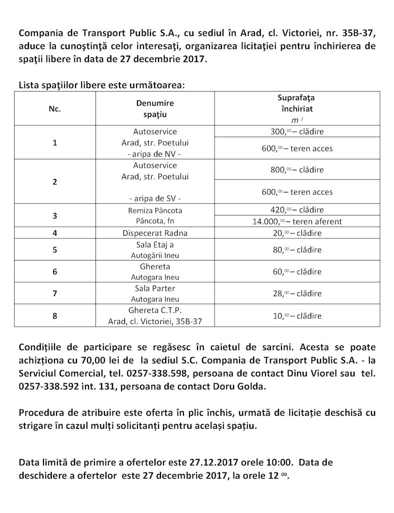 anunt licitatie